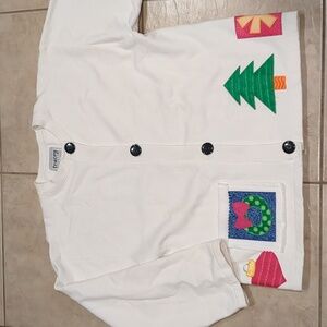 Vintage Tracey Designs Christmas Cardigan Applique Size Large
